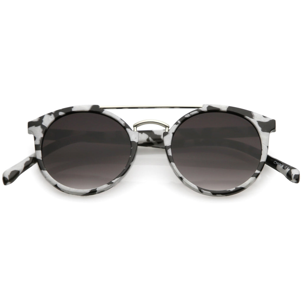 Modern Indie Marble Print Round Mirrored Flat Lens Sunglasses C232
