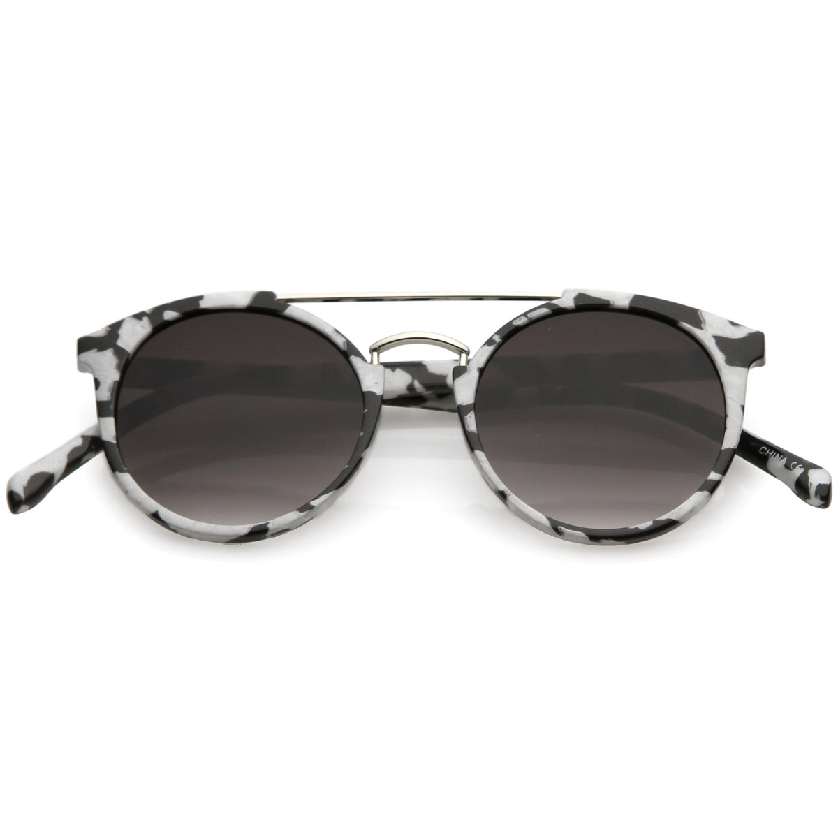 Modern Indie Marble Print Round Mirrored Flat Lens Sunglasses C232
