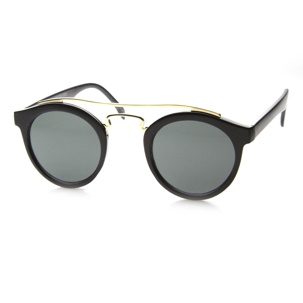 Retro Dapper Cross Bar P3 Round Aviator Sunglasses 8700