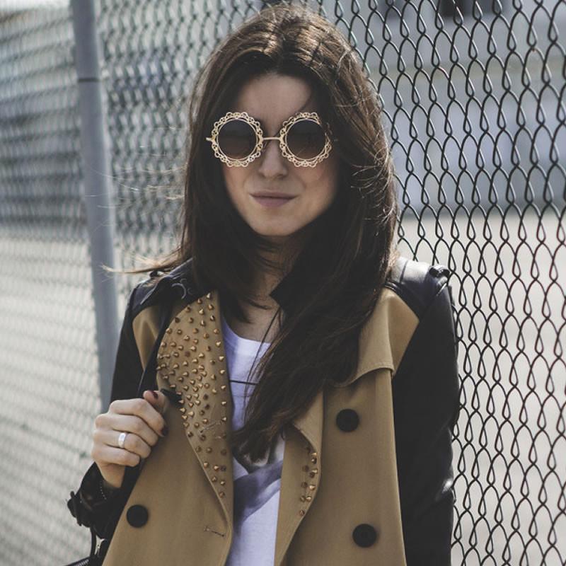 Womens Fashion Metal Lace Cut Round Circle Fashion Sunglasses 8963