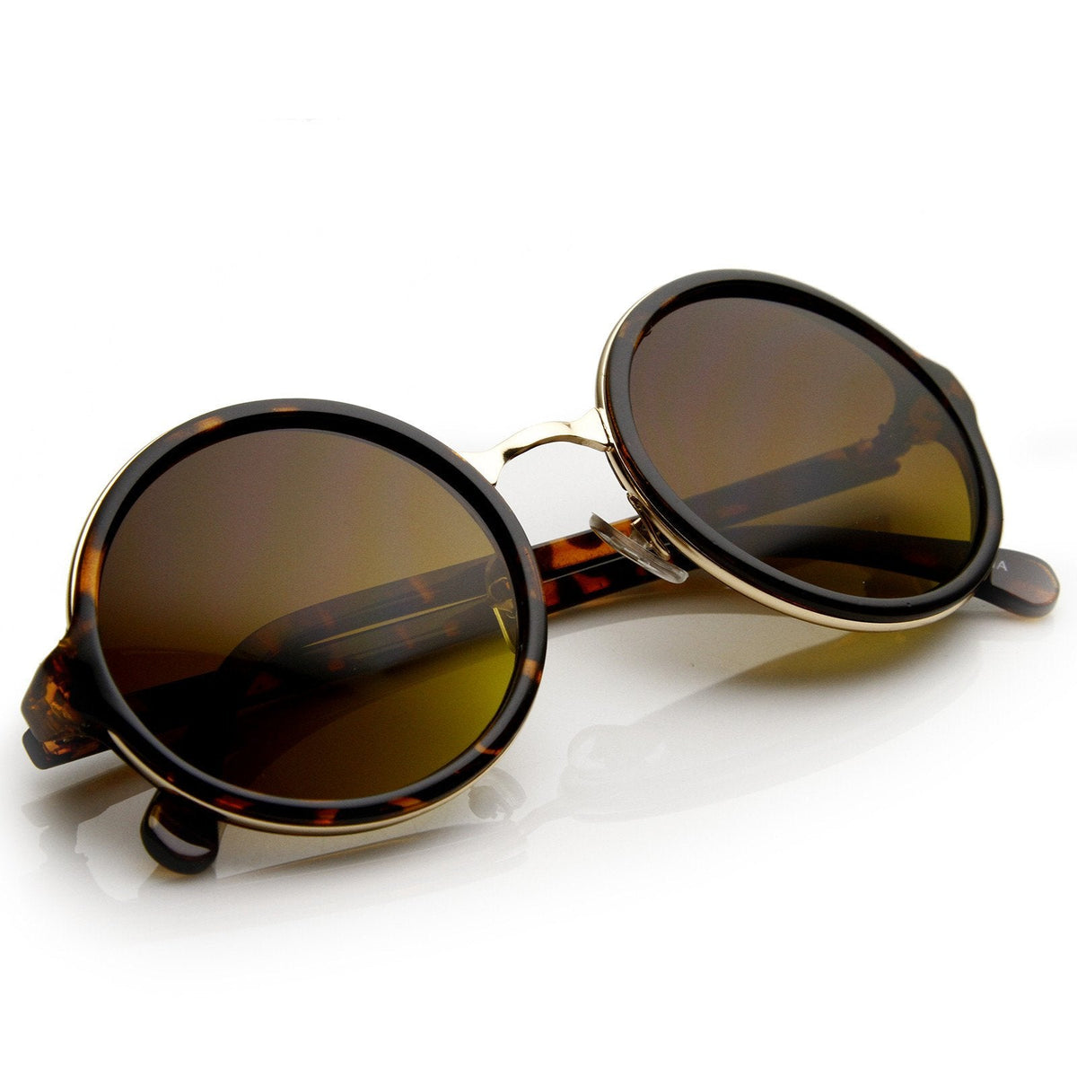 Vintage Steampunk Classic Round Sunglasses Metal Bridge 8407