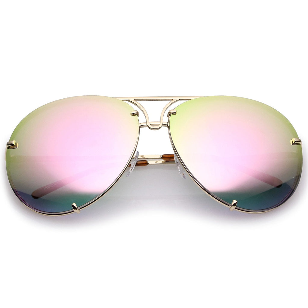 Retro Oversized Floating Mirrored Lens Aviator Sunglasses C081