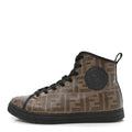 Glazed Fabric FF 1974 Stamp Patch High Top Sneakers 37.5 Mogano Panna Black