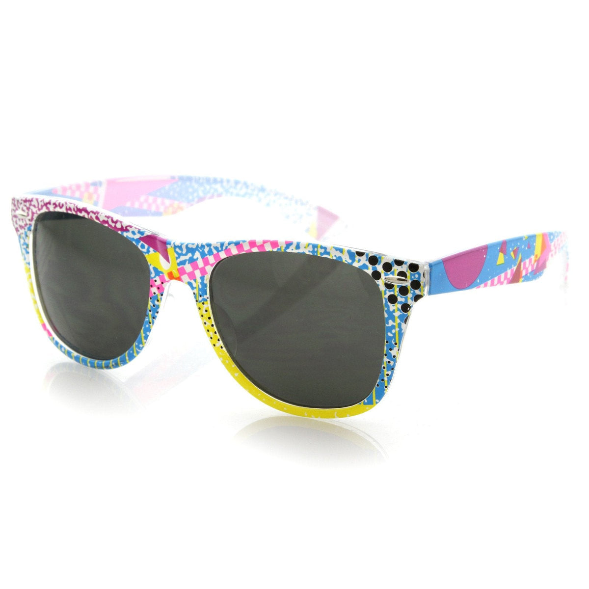 Totally Rad Awesome 80's Graffiti Print Horned Rim Sunglasses 8547