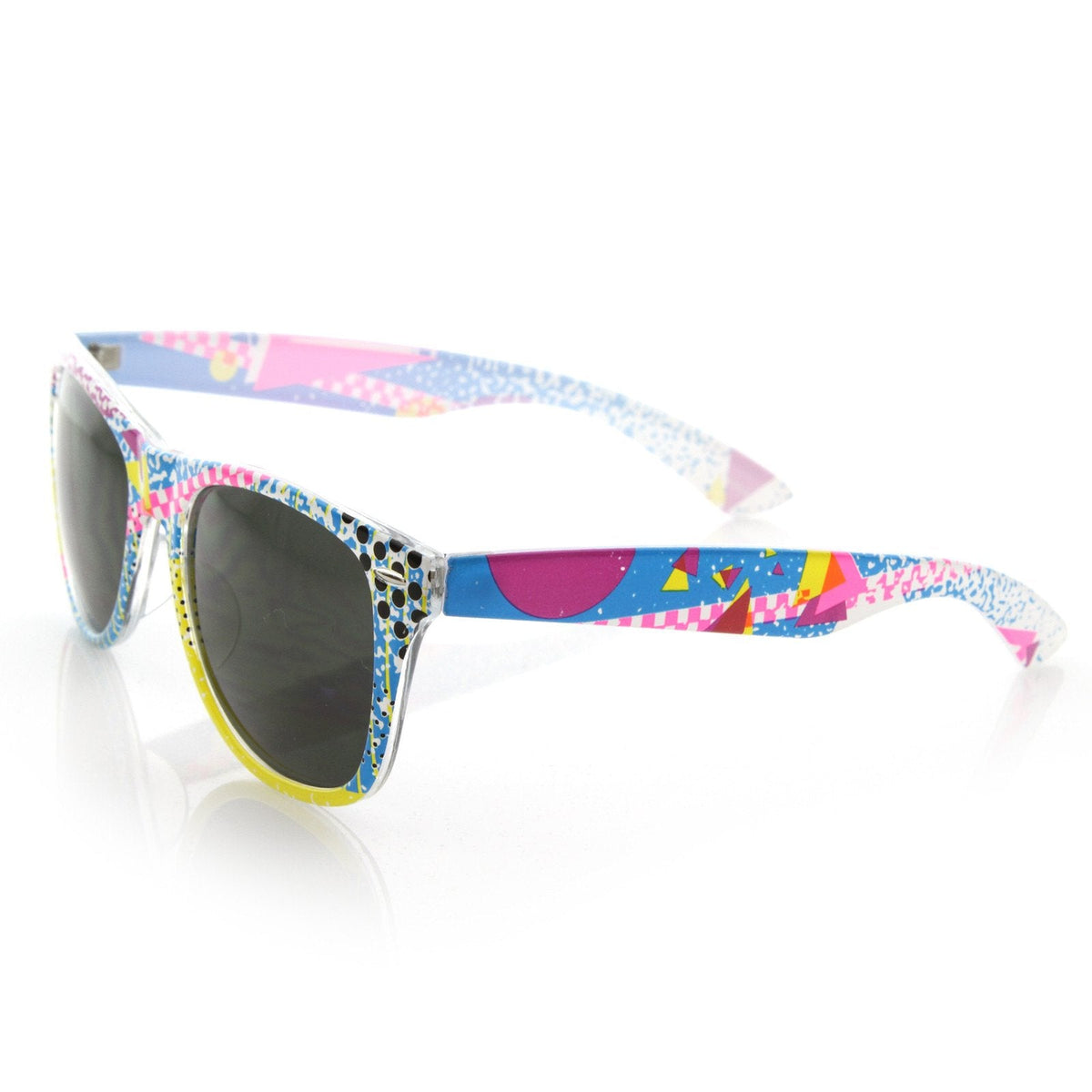 Totally Rad Awesome 80's Graffiti Print Horned Rim Sunglasses 8547
