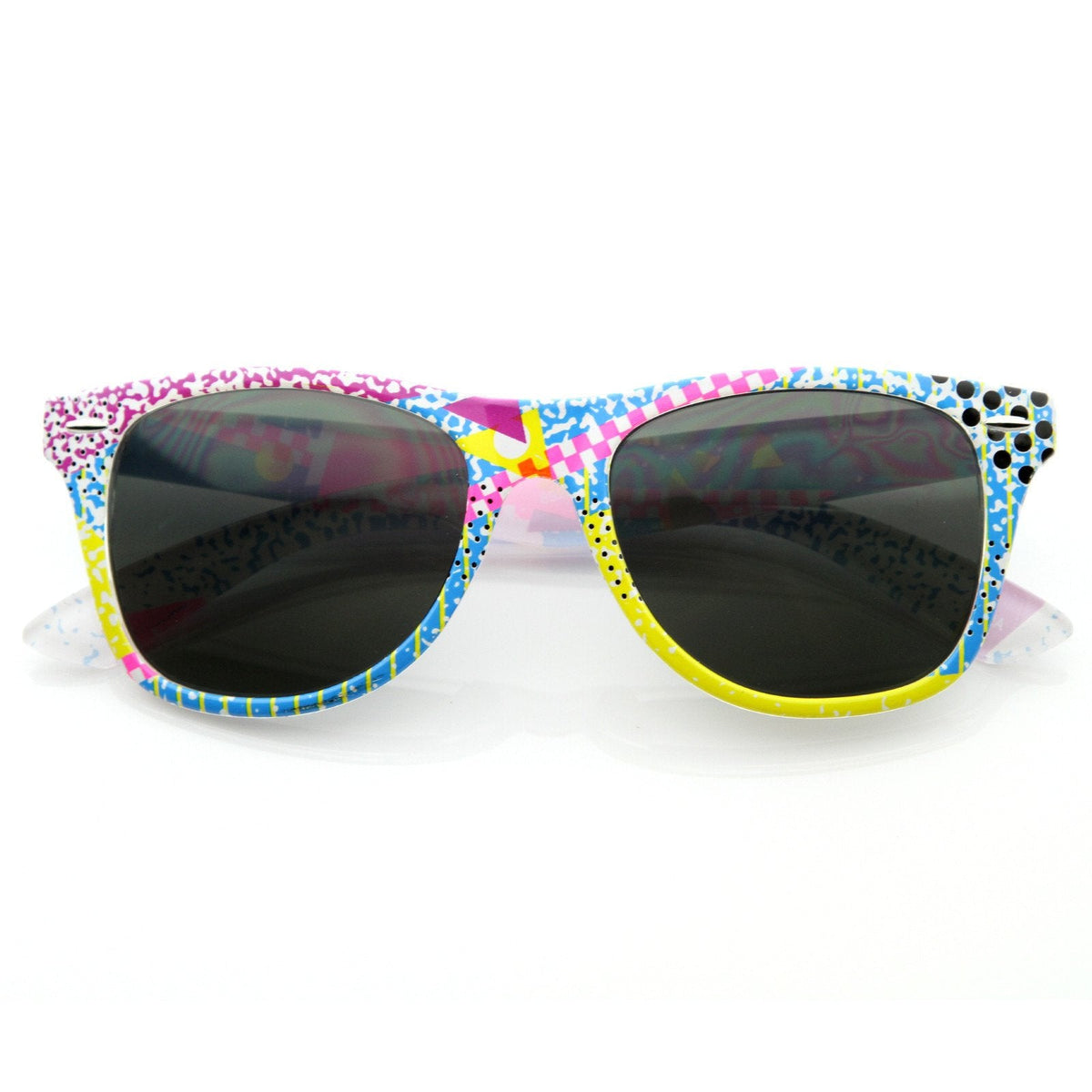 Totally Rad Awesome 80's Graffiti Print Horned Rim Sunglasses 8547