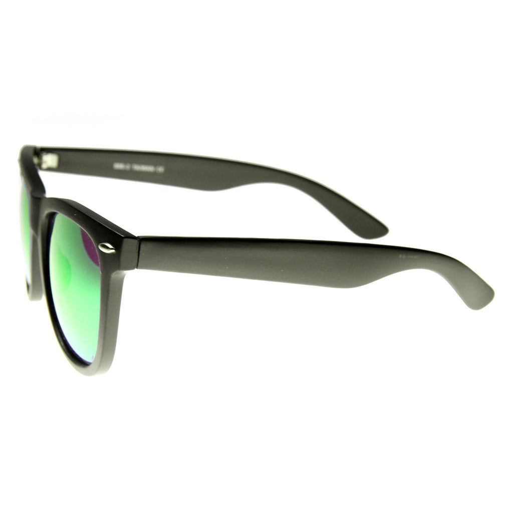 Retro Oversize Horned Rim Sunglasses With Flash Mirror Lens 9634