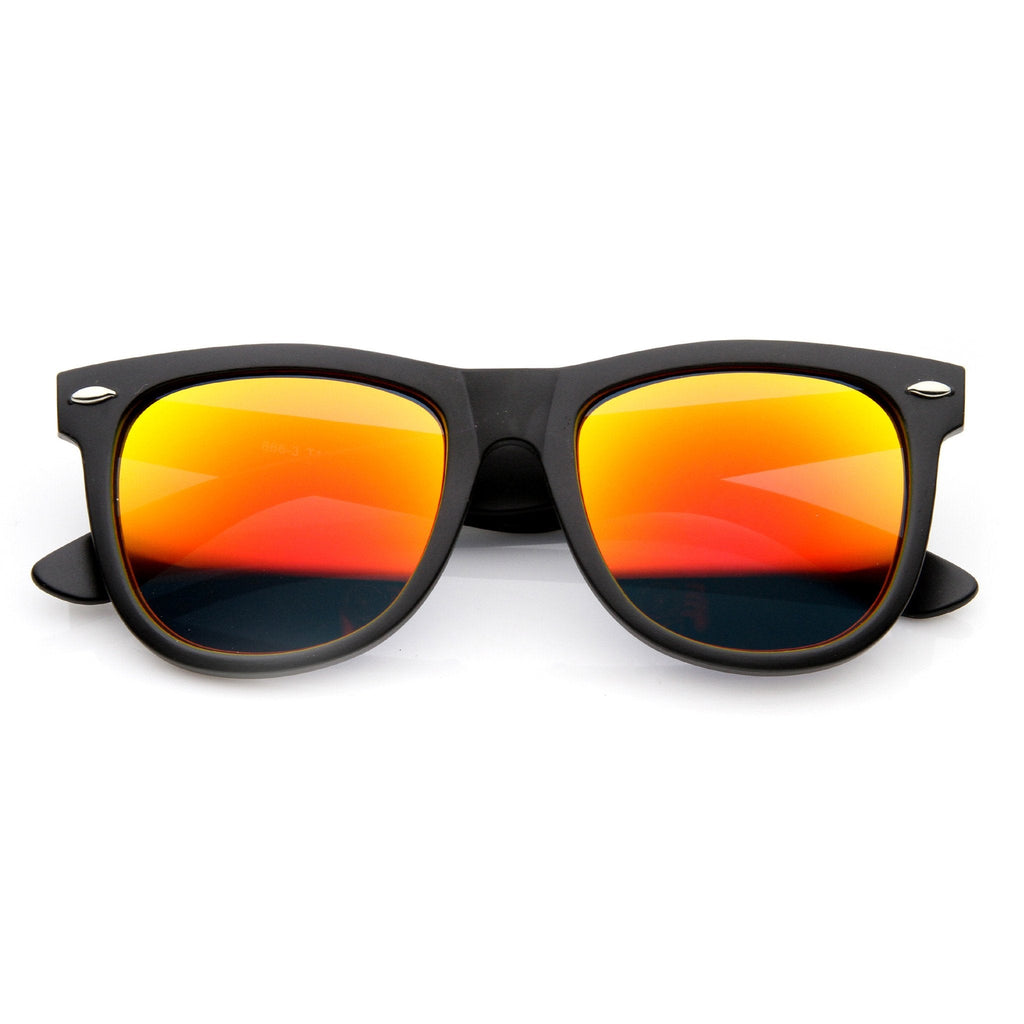 Retro Oversize Horned Rim Sunglasses With Flash Mirror Lens 9634