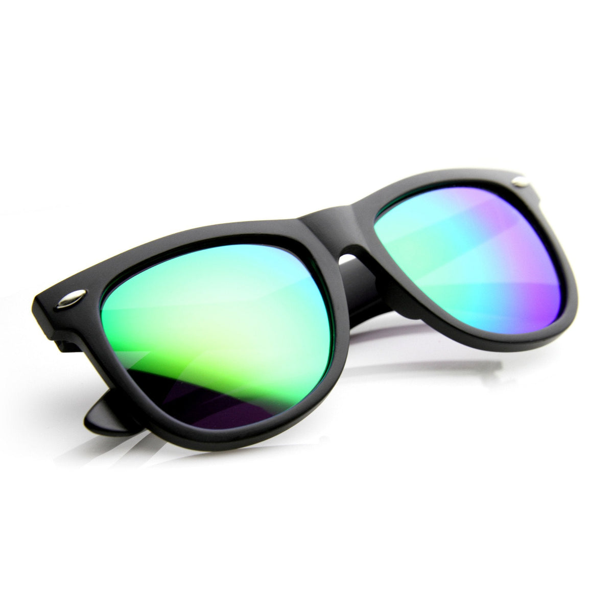 Retro Oversize Horned Rim Sunglasses With Flash Mirror Lens 9634