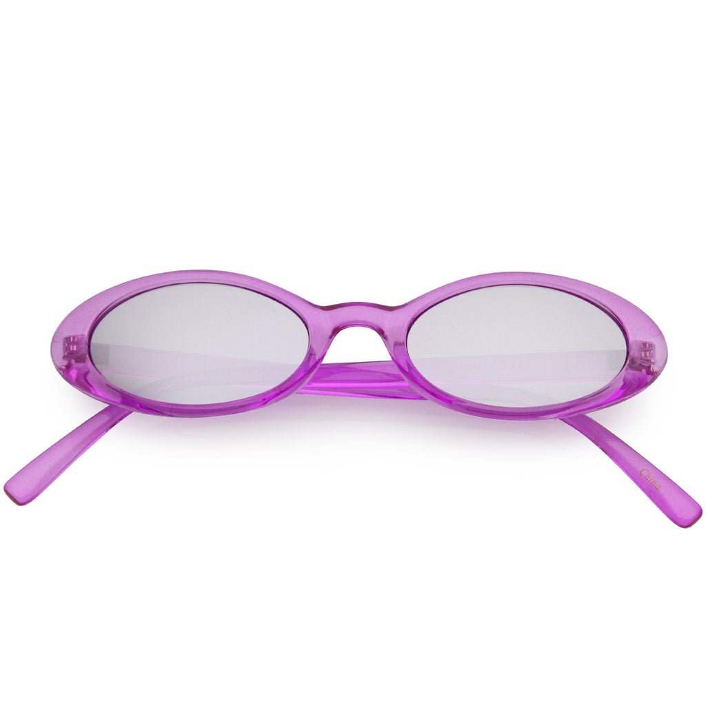 Small Retro 1990's Transparent Mirrored Lens Sunglasses C698