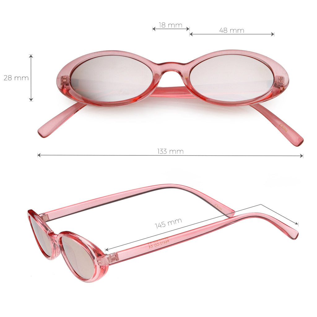 Small Retro 1990's Transparent Mirrored Lens Sunglasses C698