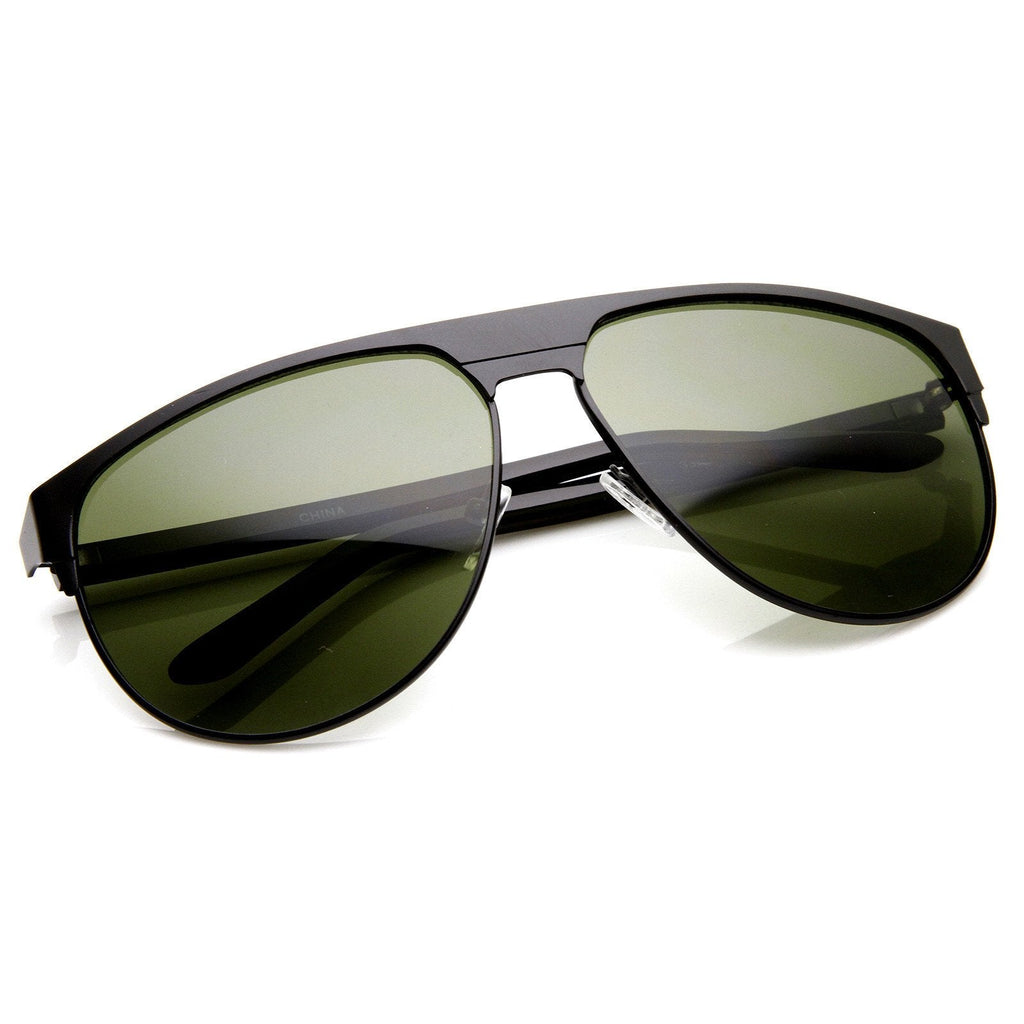 Modern Euro Full Metal Flat Top Aviator Sunglasses 8827