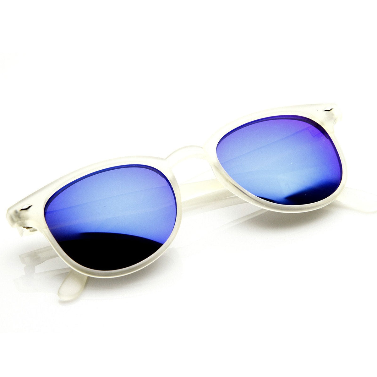 Retro P3 Horned Rim Frame Mirrored Lens Sunglasses 8829