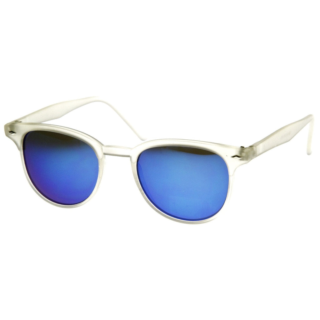 Retro P3 Horned Rim Frame Mirrored Lens Sunglasses 8829