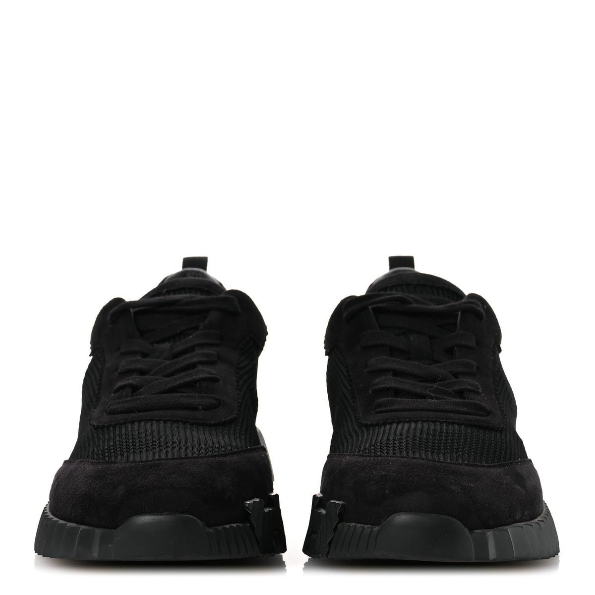 Technical Mesh Suede Goatskin Bouncing Sneakers 43 Black