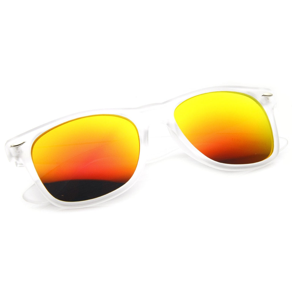 Frosted Frame Reflective Lens Horned Rim Sunglasses 8026