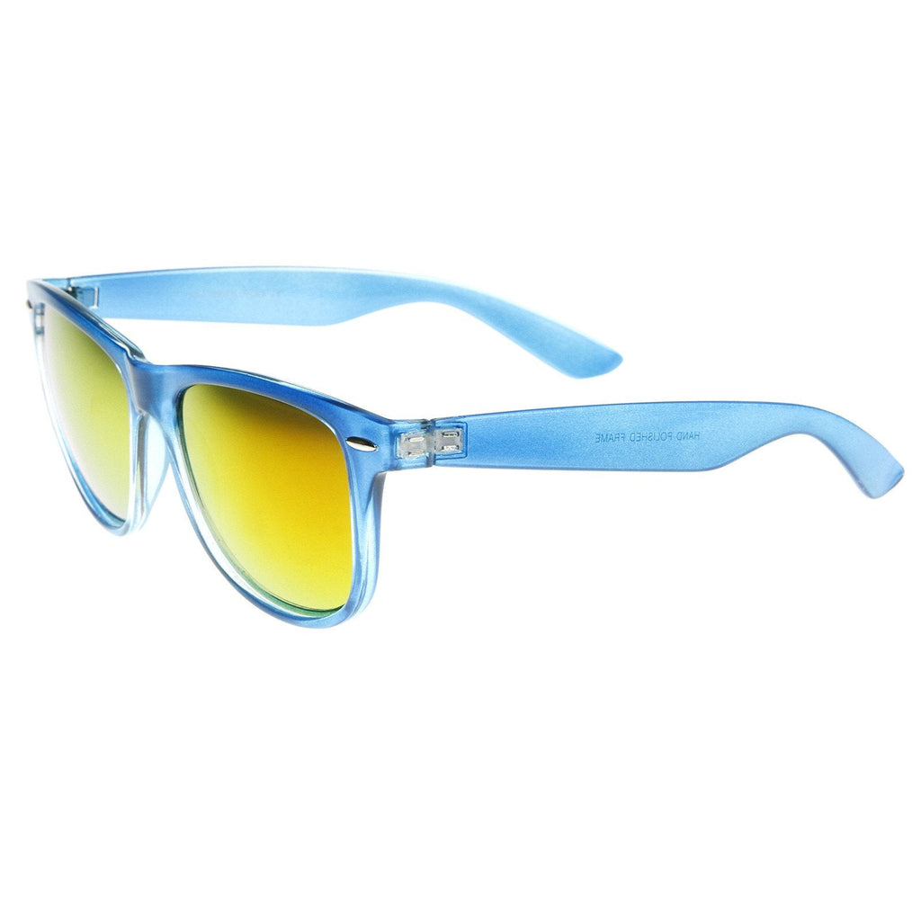 Translucent Horned Rim Mirror Lens Sunglasses 8652