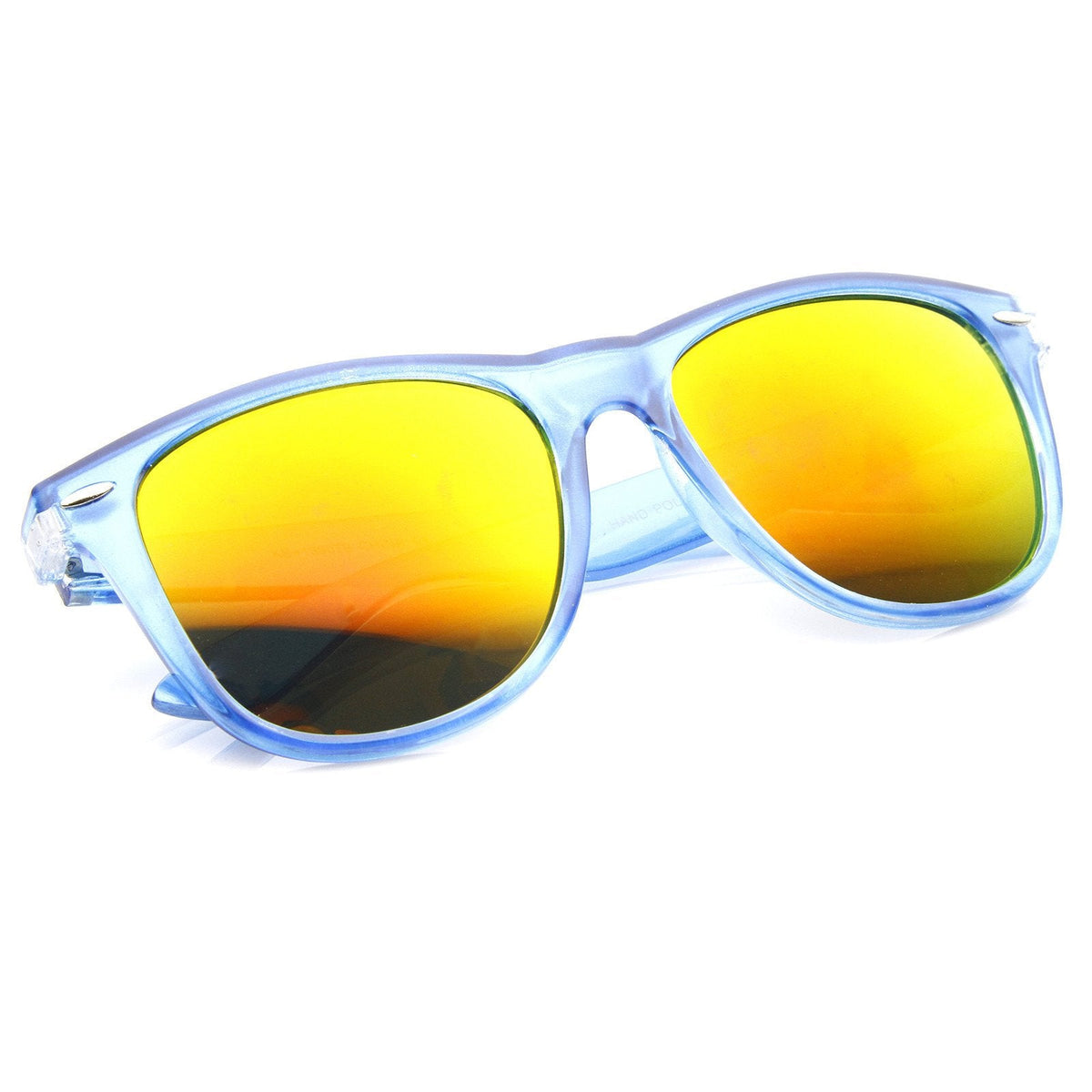 Translucent Horned Rim Mirror Lens Sunglasses 8652