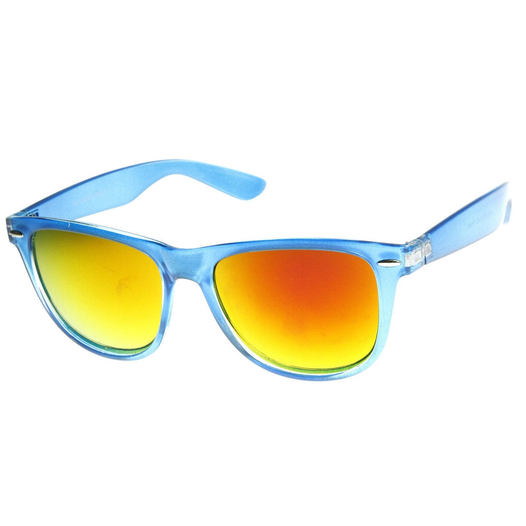 Translucent Horned Rim Mirror Lens Sunglasses 8652