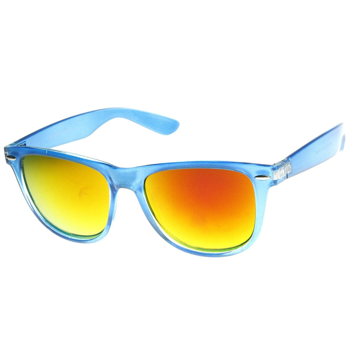 Translucent Horned Rim Mirror Lens Sunglasses 8652