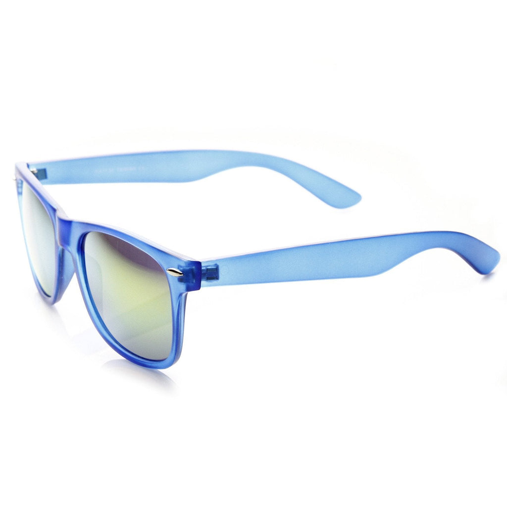 Super Bright Color Mirrored Lens Horned Rim Sunglasses 8128