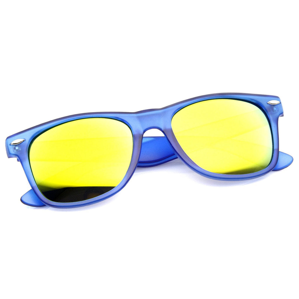 Super Bright Color Mirrored Lens Horned Rim Sunglasses 8128