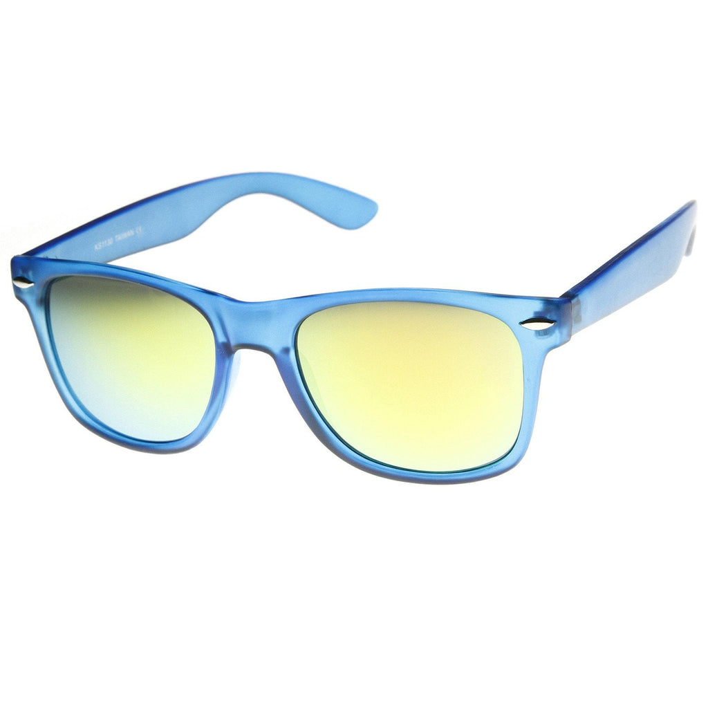 Super Bright Color Mirrored Lens Horned Rim Sunglasses 8128