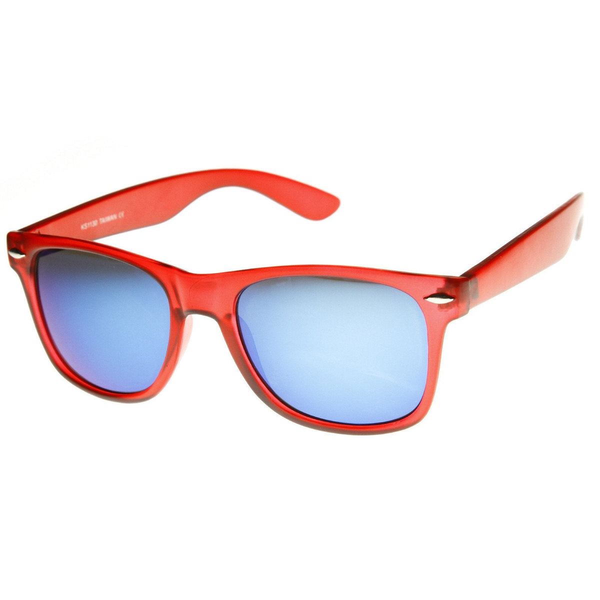 Super Bright Color Mirrored Lens Horned Rim Sunglasses 8128