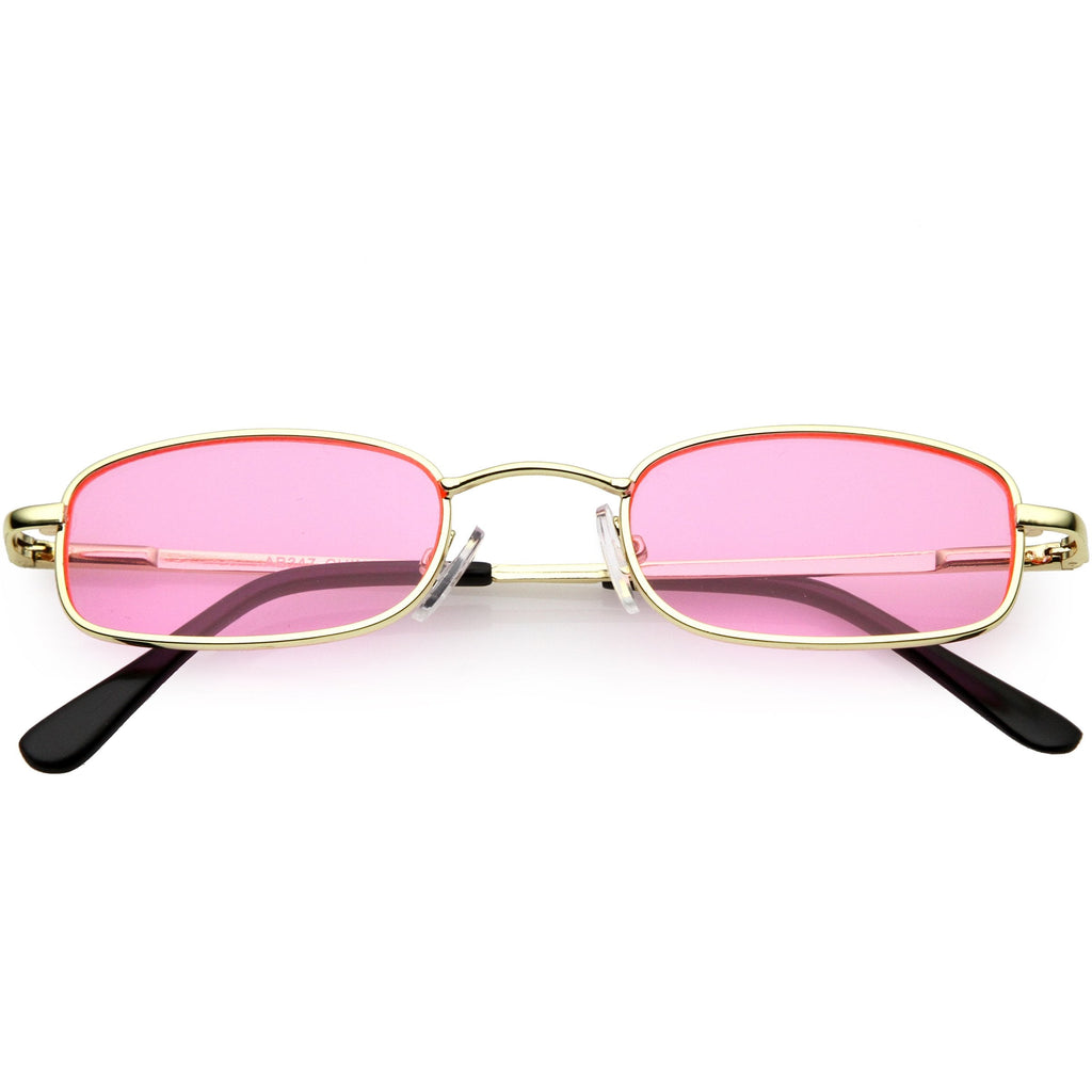 Retro 1990's Small Rectangle Color Tone Metal Sunglasses C708