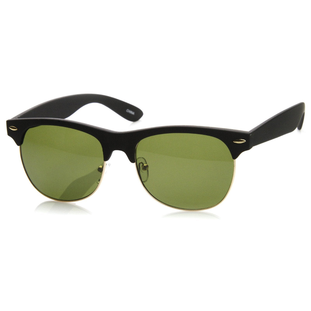 Retro Eyewear Fashion Soft Rubberized Half Frame Horned Rim Sunglasses 8913