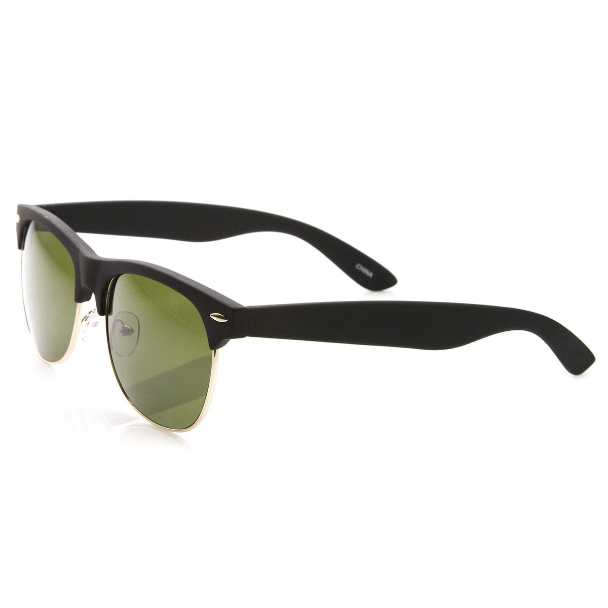 Retro Eyewear Fashion Soft Rubberized Half Frame Horned Rim Sunglasses 8913