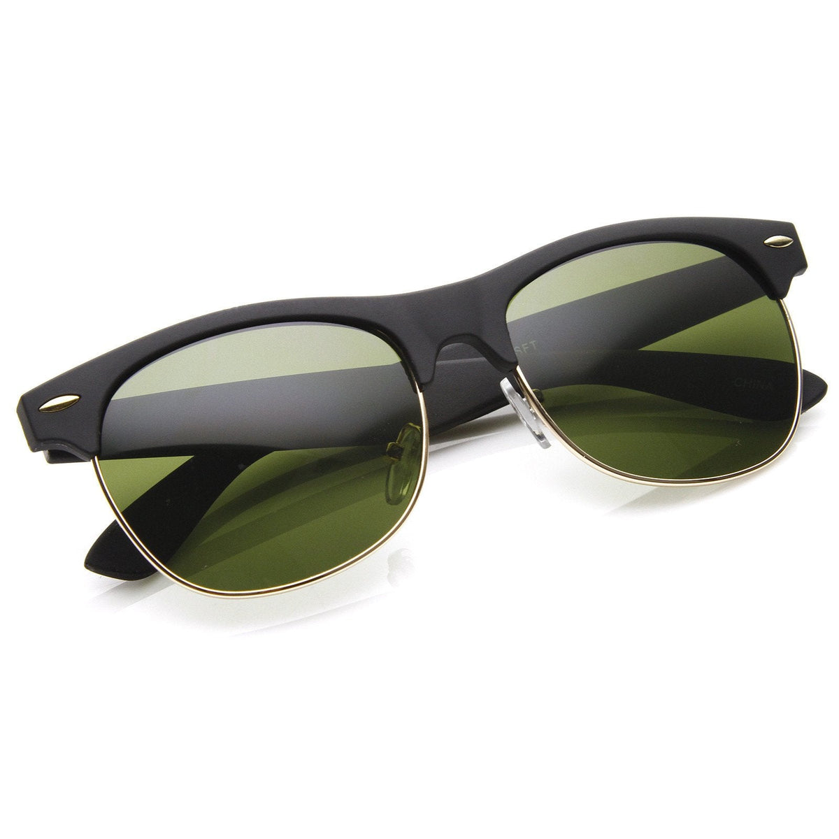 Retro Eyewear Fashion Soft Rubberized Half Frame Horned Rim Sunglasses 8913