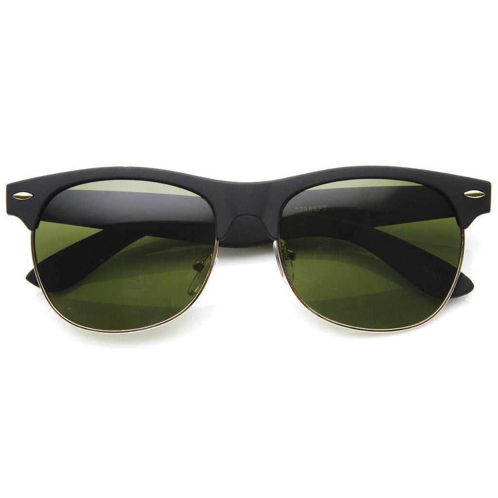 Retro Eyewear Fashion Soft Rubberized Half Frame Horned Rim Sunglasses 8913