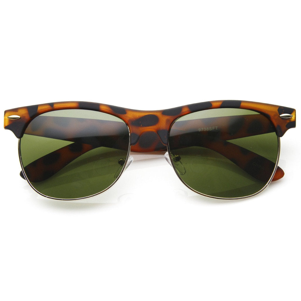 Retro Eyewear Fashion Soft Rubberized Half Frame Horned Rim Sunglasses 8913