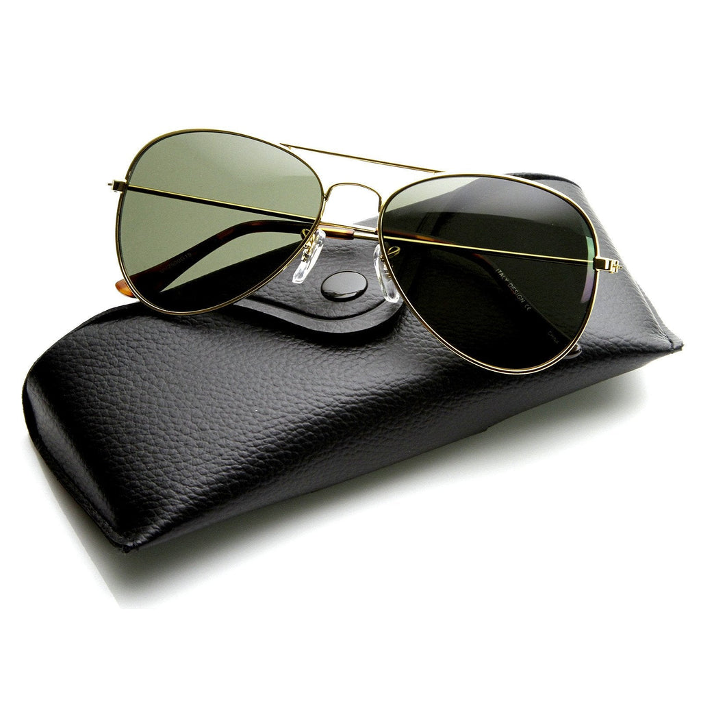 Limited Edition Classic Metal Tear Drop Aviator Sunglasses + Case 1041