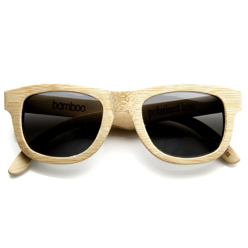 Premium Bamboo Wood Polarized Horned Rim Sunglasses 9121 + Case
