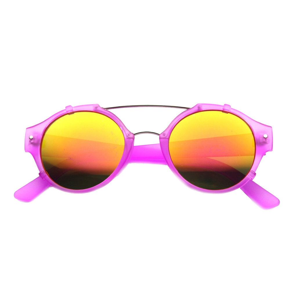 Colorful Retro Round P3 Mirror Lens Cross Bar Sunglasses 9648
