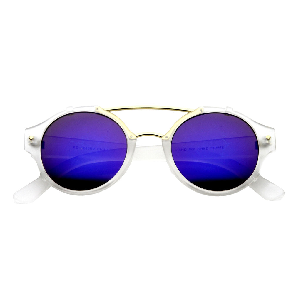 Colorful Retro Round P3 Mirror Lens Cross Bar Sunglasses 9648