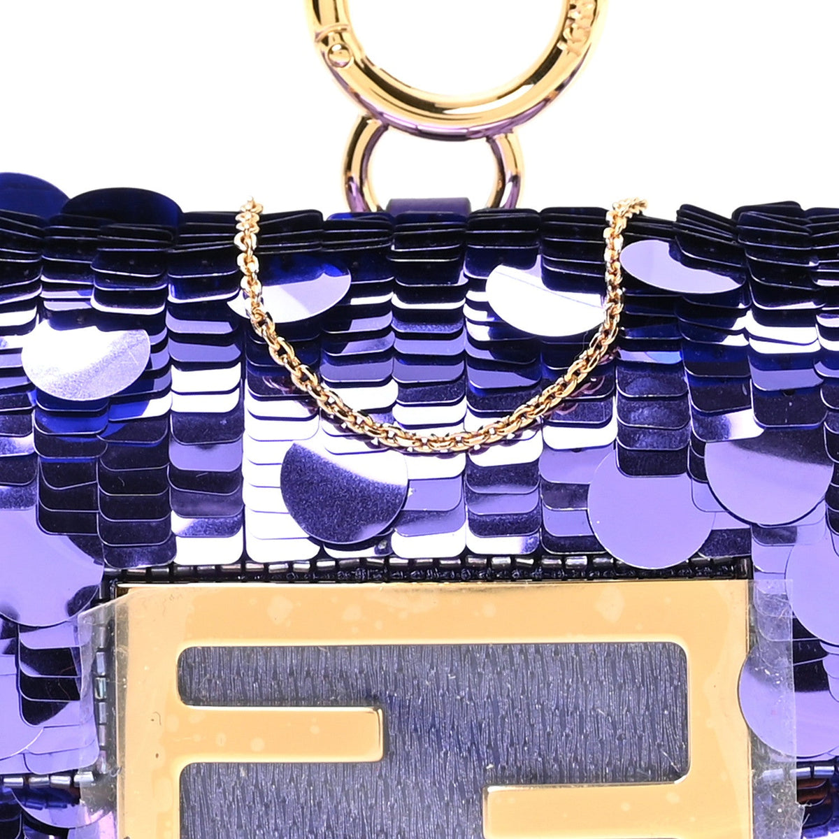 Sequin Paillettes Shiny Nappa Sex and the City Nano Maxi Buckle Baguette Charm Viola Purple