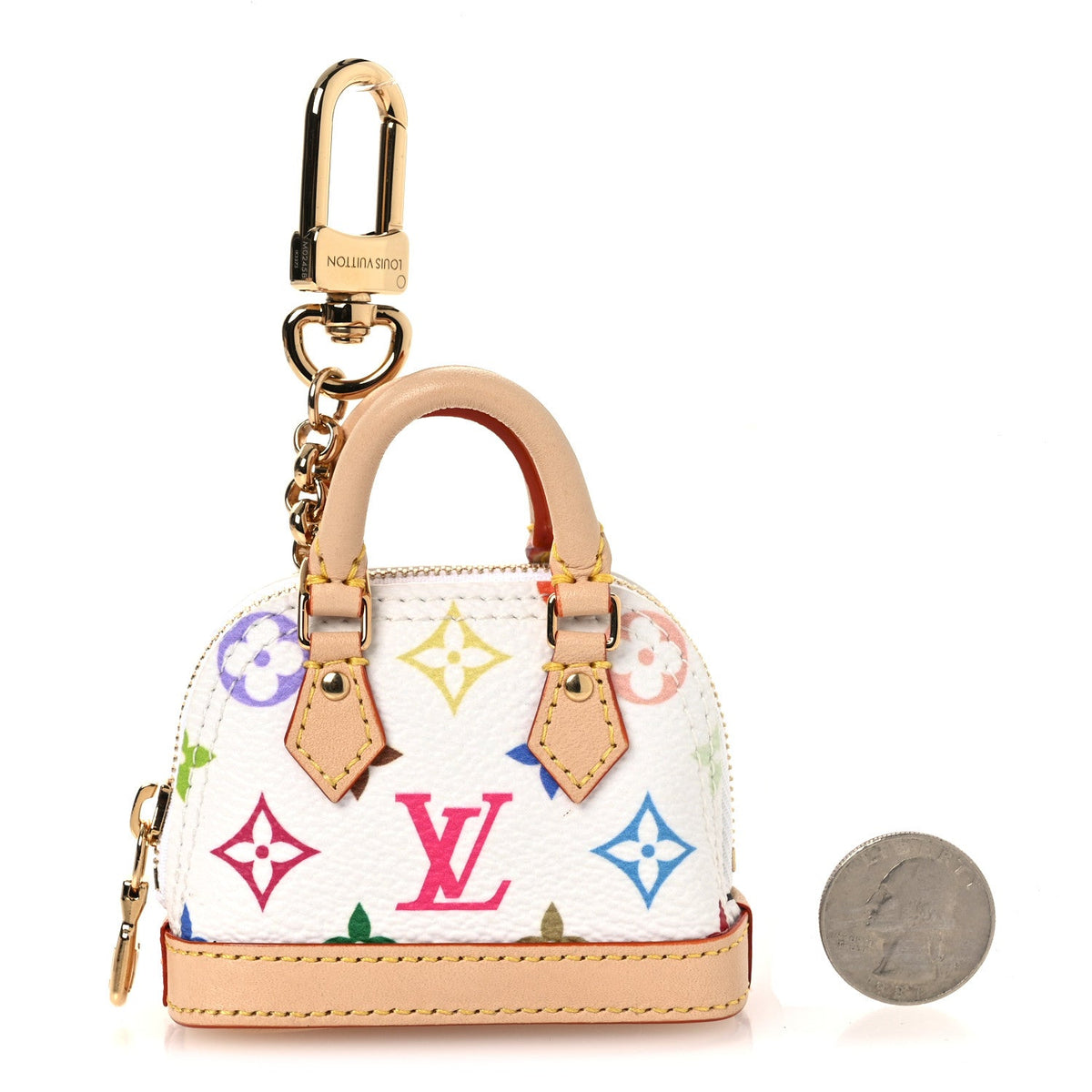 LV x TM Monogram Multicolor Micro Alma Bag Charm White