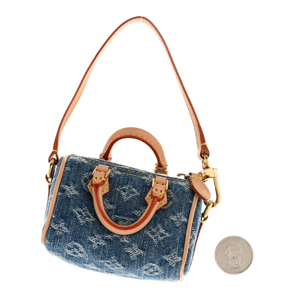 LV X TM Monogram Denim Cerises Micro Speedy Bag Charm Blue