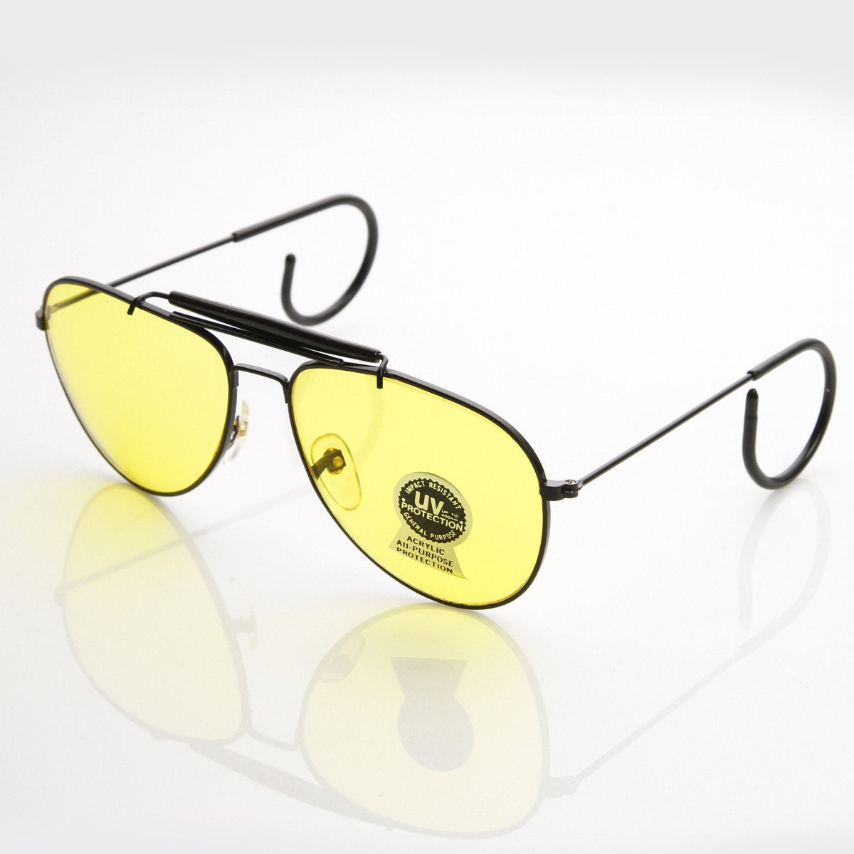Vintage Aviator Sunglasses With Yellow Driving Lens 7206