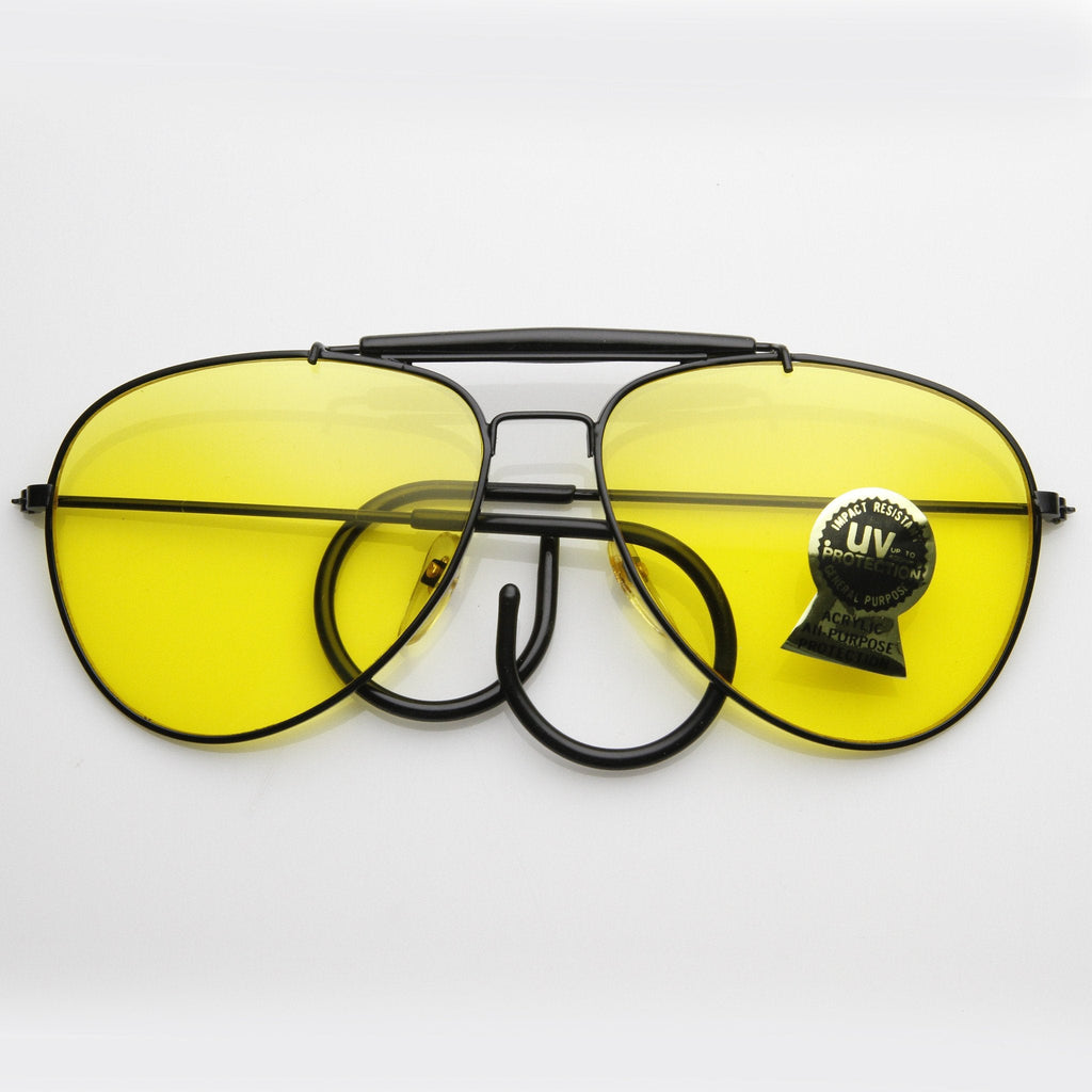 Vintage Aviator Sunglasses With Yellow Driving Lens 7206