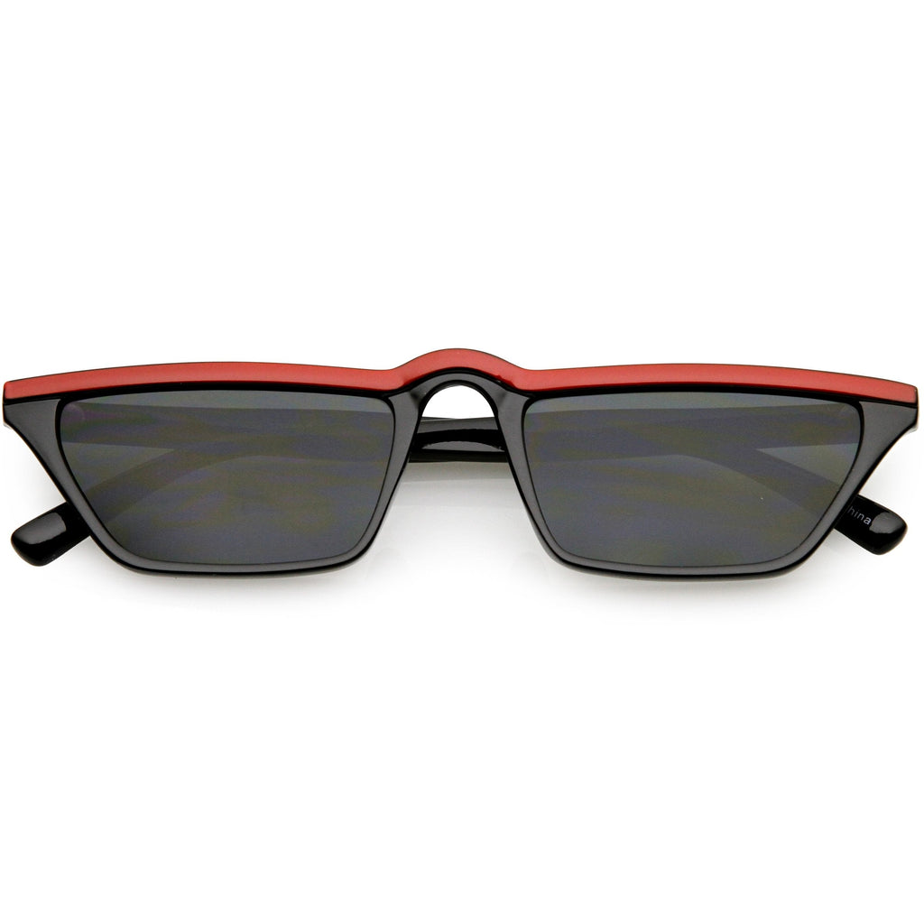 Retro Low Temple 1990's Flat Top Cat Eye Sunglasses C707