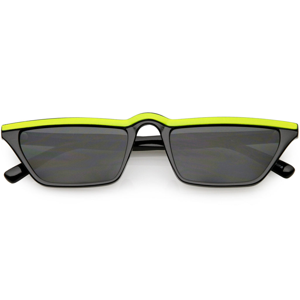 Retro Low Temple 1990's Flat Top Cat Eye Sunglasses C707