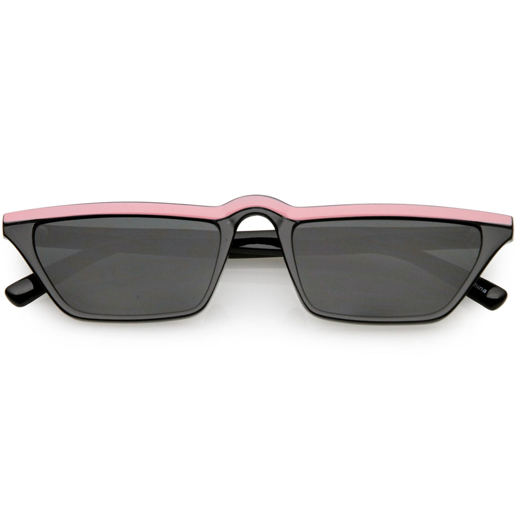 Retro Low Temple 1990's Flat Top Cat Eye Sunglasses C707