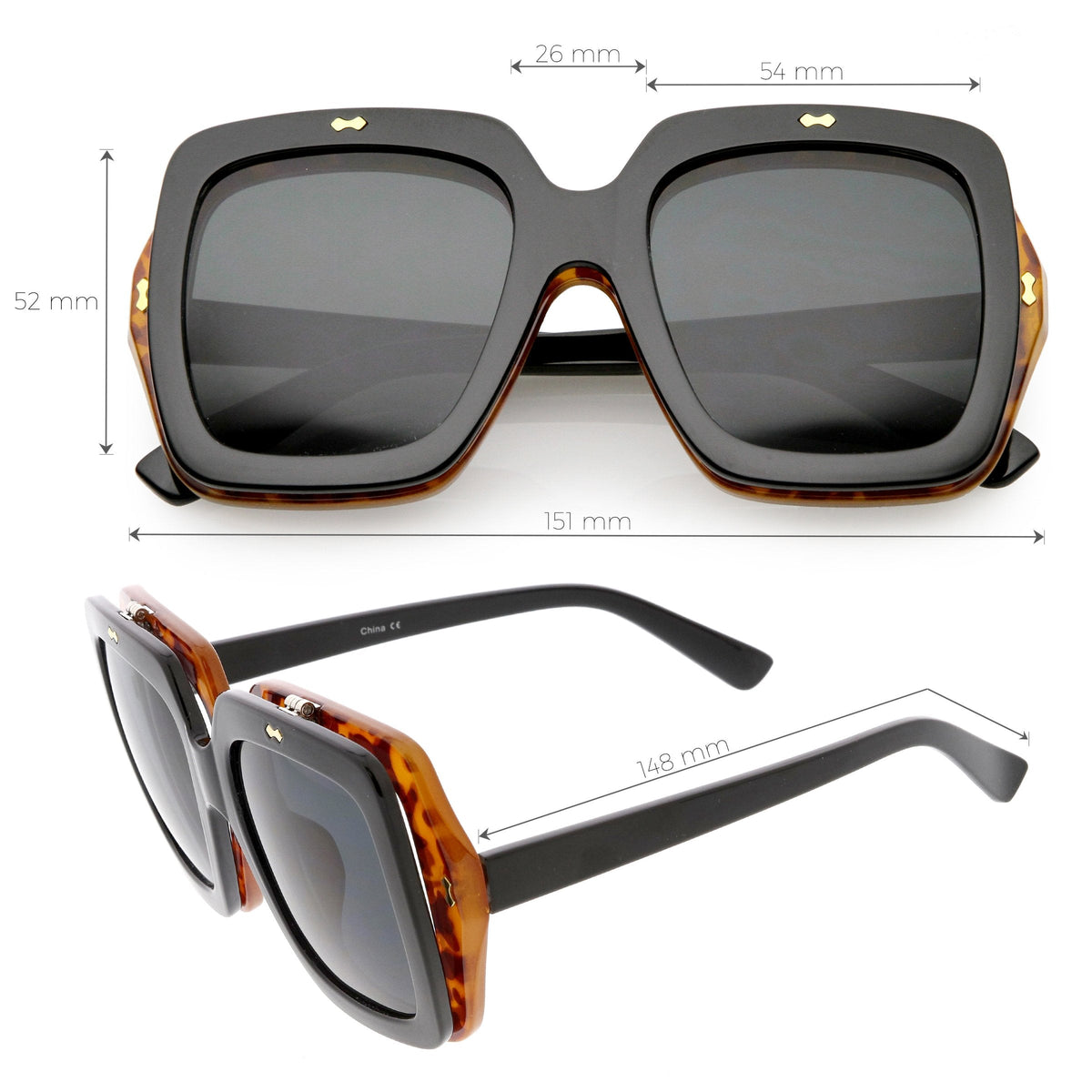 Retro European Oversize Flip Up Square Sunglasses C713