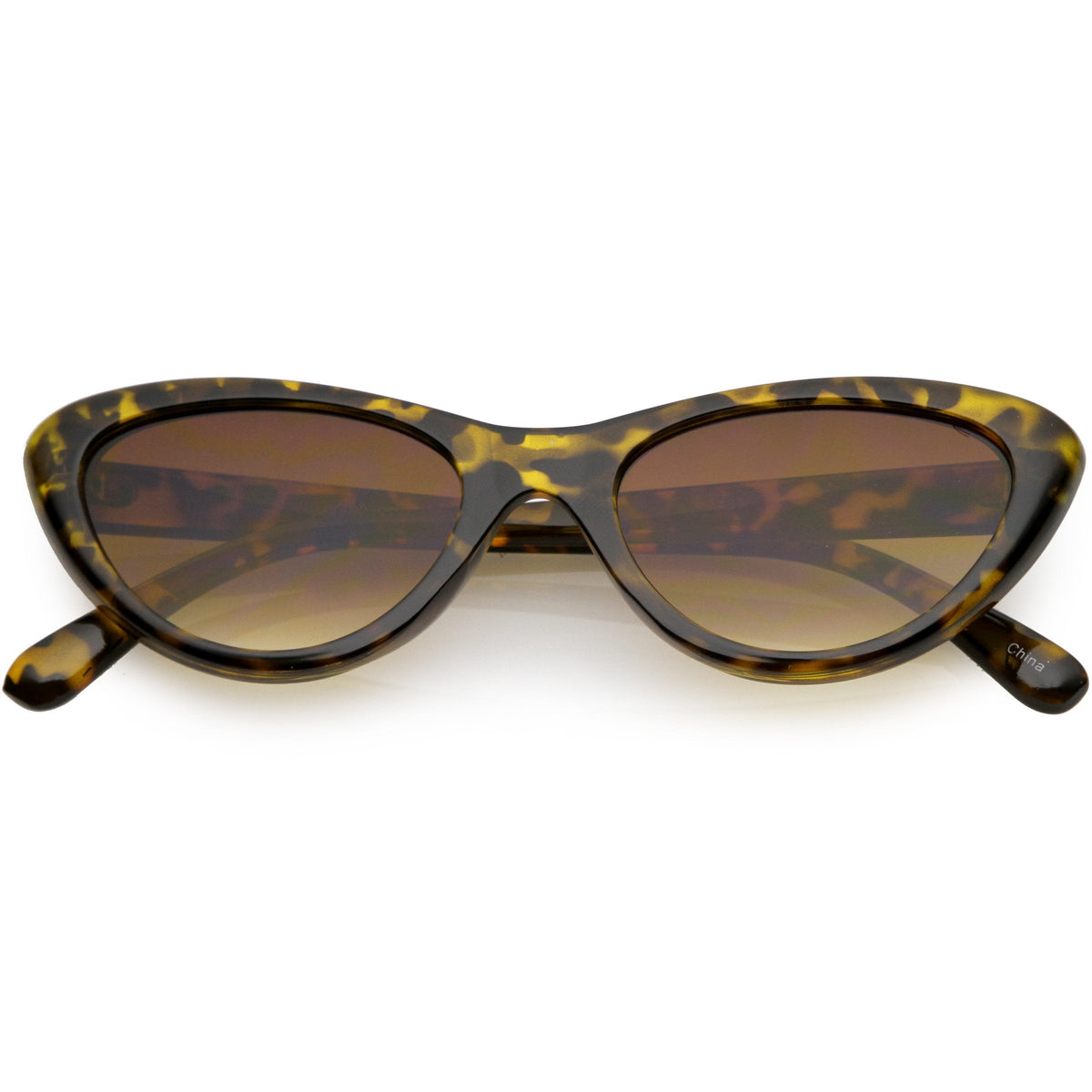 Small 1990's Retro Rounded Cat Eye Flat Lens Sunglasses C706