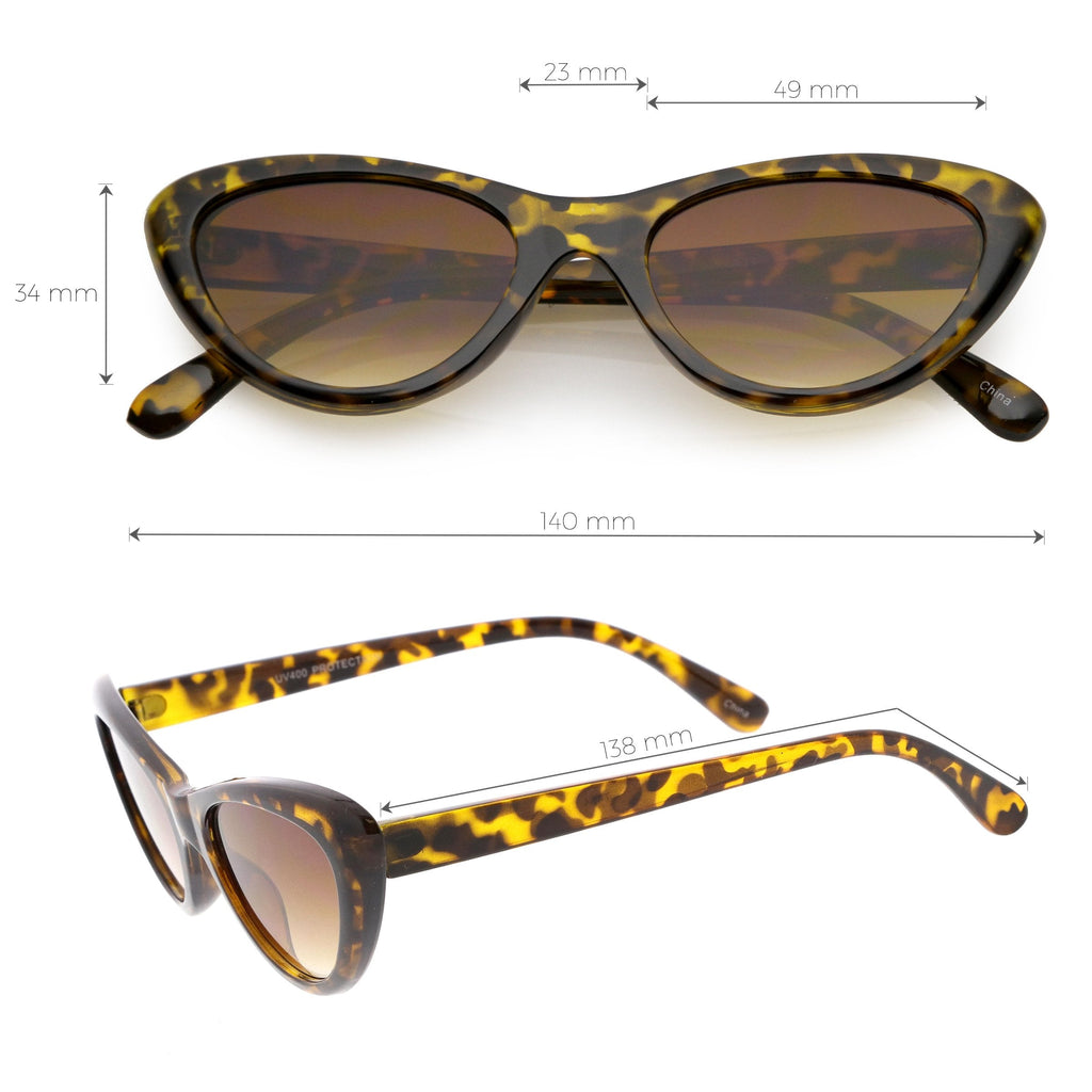 Small 1990's Retro Rounded Cat Eye Flat Lens Sunglasses C706
