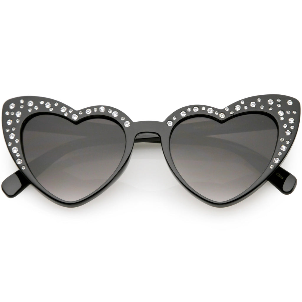 Women's Oversize Rhinestone Heart Shape Sunglasses C711